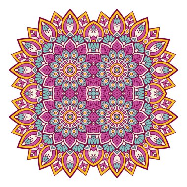 Mandala ile süslenmiş güzel bir kart. Vektör içinde yapılan geometrik daire ögesi