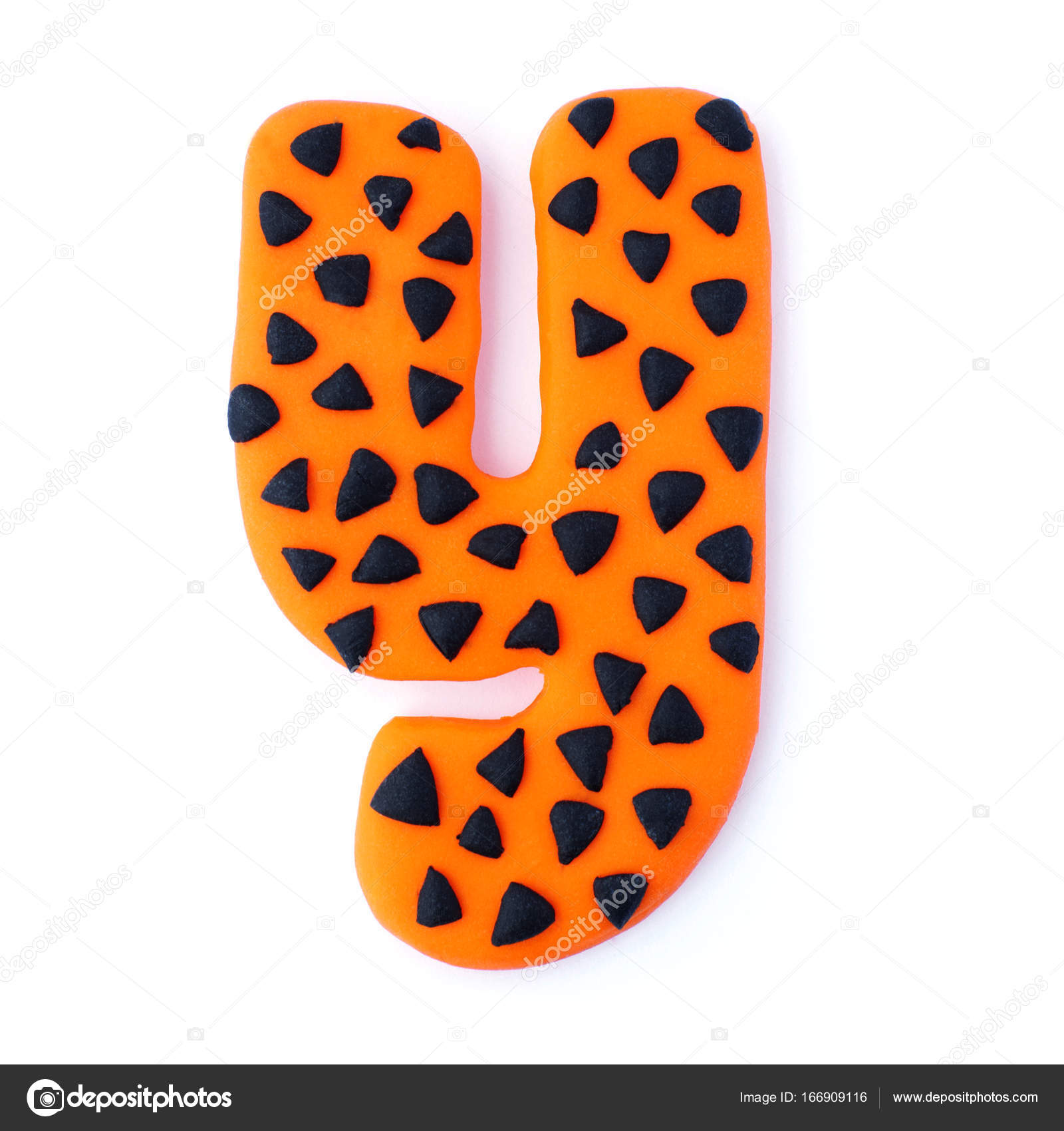 3d Black And Orange Text Word Letter Y Isolated On White