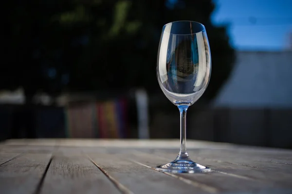 Wine glass on table