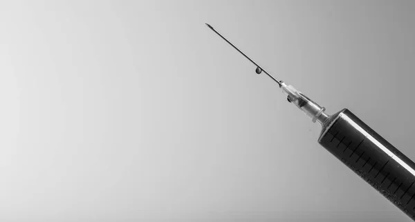 Close up macro view of a syringe