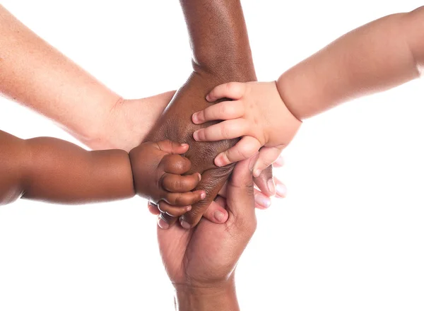 People of mixed races holding hands — Stock Photo, Image