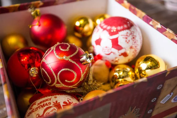Christmas balls in box