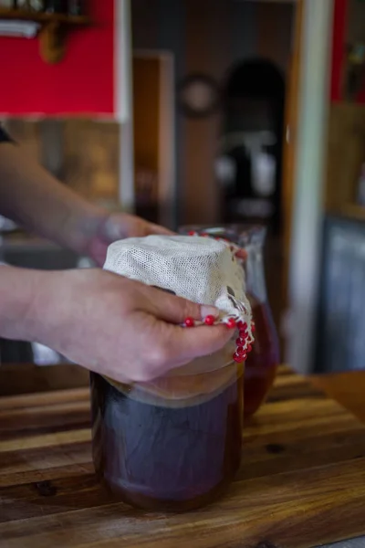 Lépésről lépésre, hogyan lehet a Kombucha tea — Stock Fotó