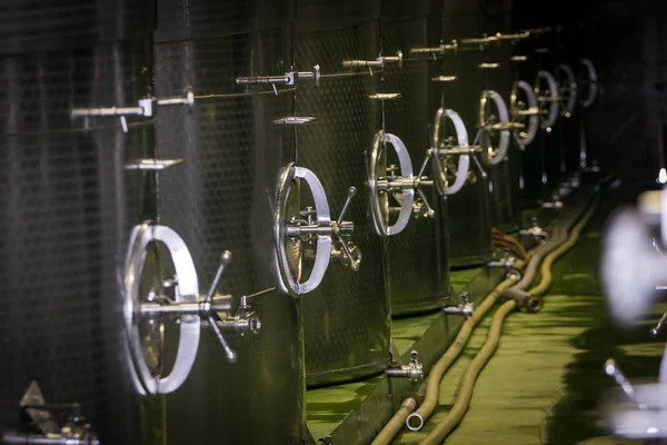 Stainless steel wine tanks — Stock Photo, Image