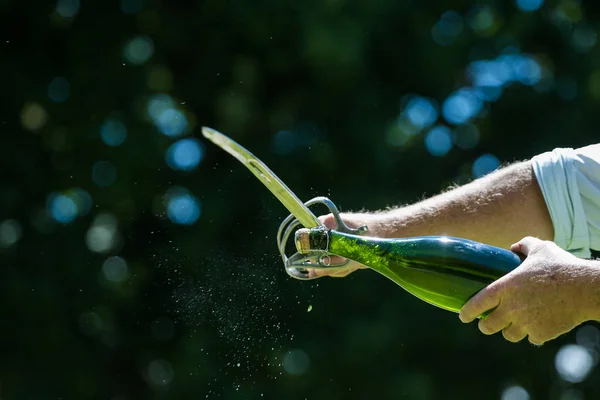 opening champagne bottle