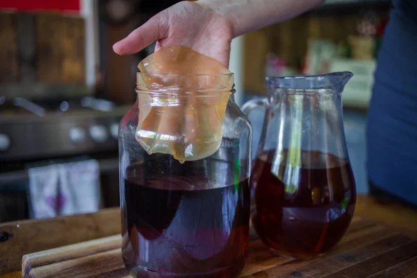 Passo dopo passo come fare il tè Kombucha — Foto Stock