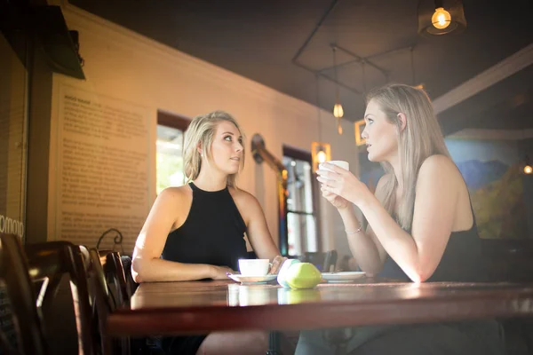 Young girlfriends enjoying a cup of coffee — Stock Photo, Image