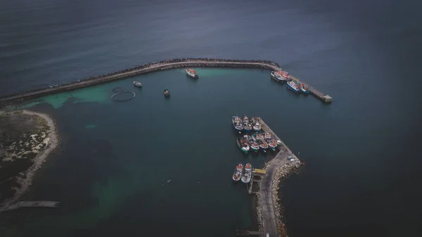 Fishing vessels laying at anchor in the harbor — Stock Photo, Image