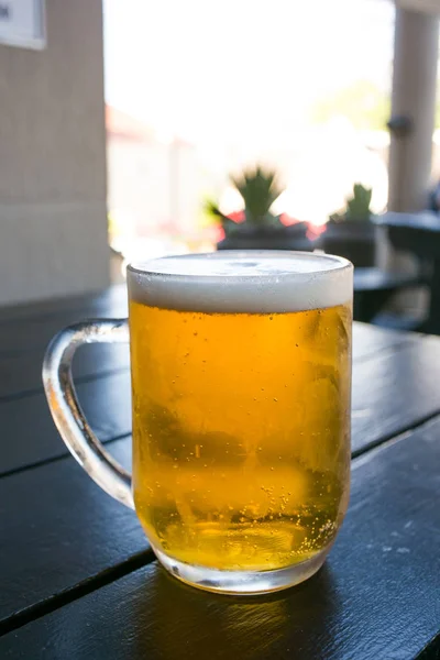 jug of cold beer at a restaurant