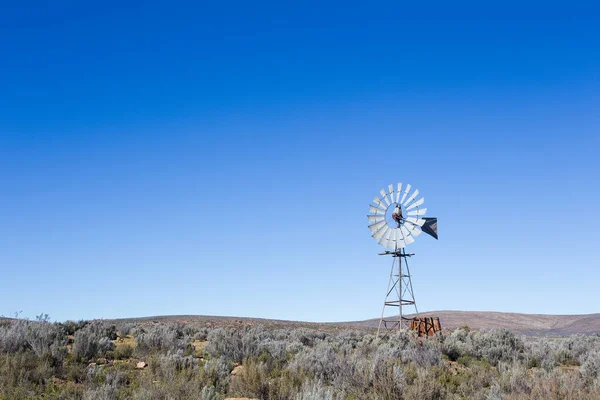 Vista Cerca Molino Viento Karoo Cabo Occidental Sudáfrica — Foto de Stock