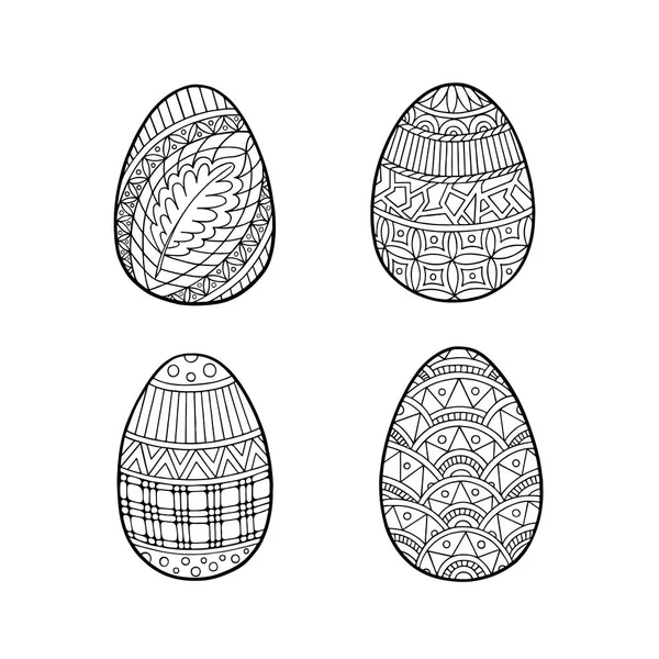 Conjunto de huevos de Pascua blancos y negros sobre fondo blanco. Vector — Vector de stock