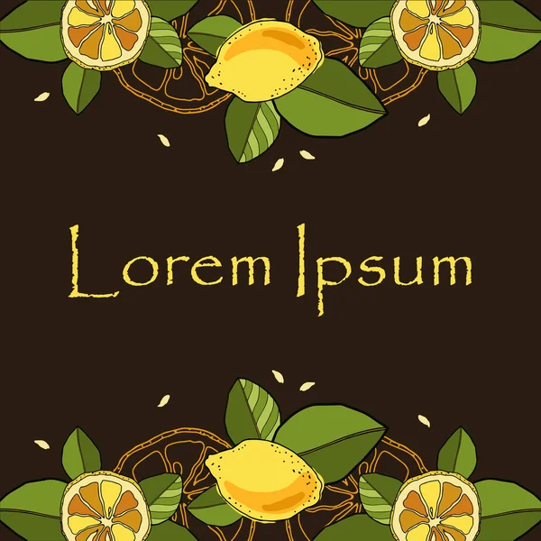 Limon kahverengi zemin üzerine çerçeve. Vektör. İllüstrasyon