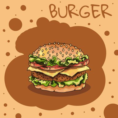 Burger. Hamburger. Çizburger. Vektör çizim