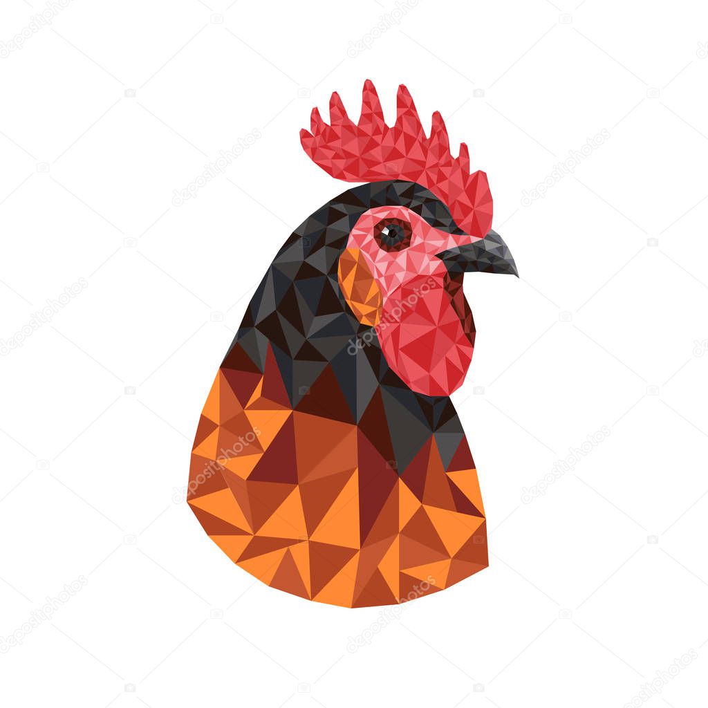 Polygonal rooster. Low poly. Vector. Illustration