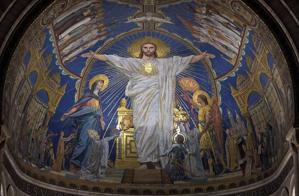 Krisztus Mozaikja Dicsőségben Olivier Merson Tól Sacre Coeur Bazilikában Párizs — Stock Fotó