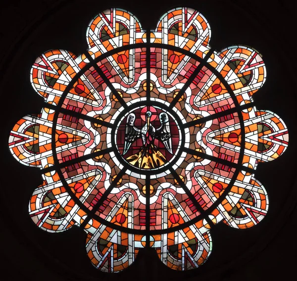 Raamglas Basiliek Van Het Heilig Hart Parijs Frankrijk — Stockfoto