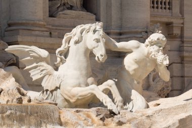 Triton ve Hipokampı. Trevi çeşmesinin detayları, Roma, İtalya