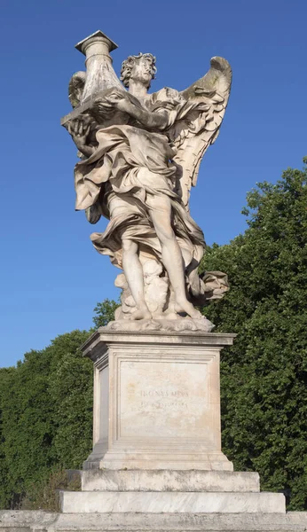 Meleklerin Köprüsü Nde Ponte Sant Angelo Sütunlu Melek Taht Roma — Stok fotoğraf