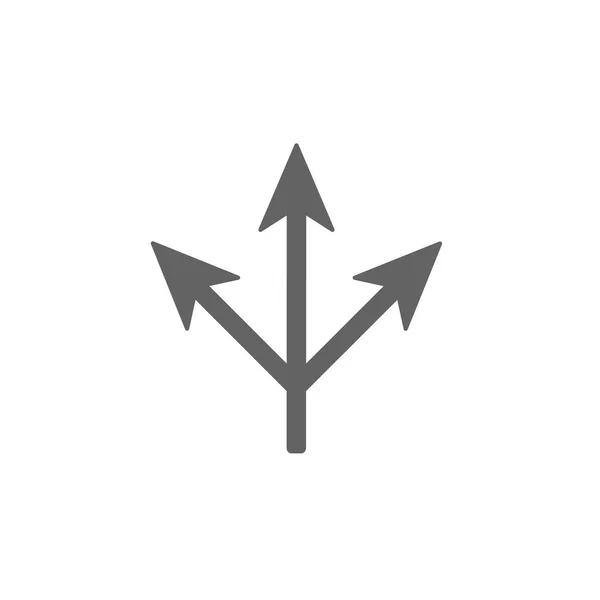 Drieweg-pictogram. Pijl gescheiden op drie — Stockvector