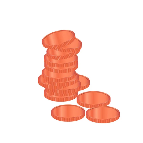 Bronzen munten stapel vector. Realistische munten. Economie-concept — Stockvector