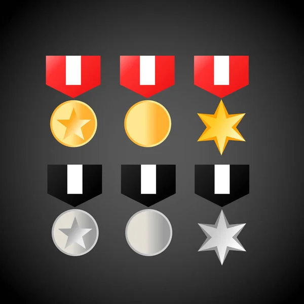 Medallas militares de oro y plata. Iconos de medalla — Vector de stock
