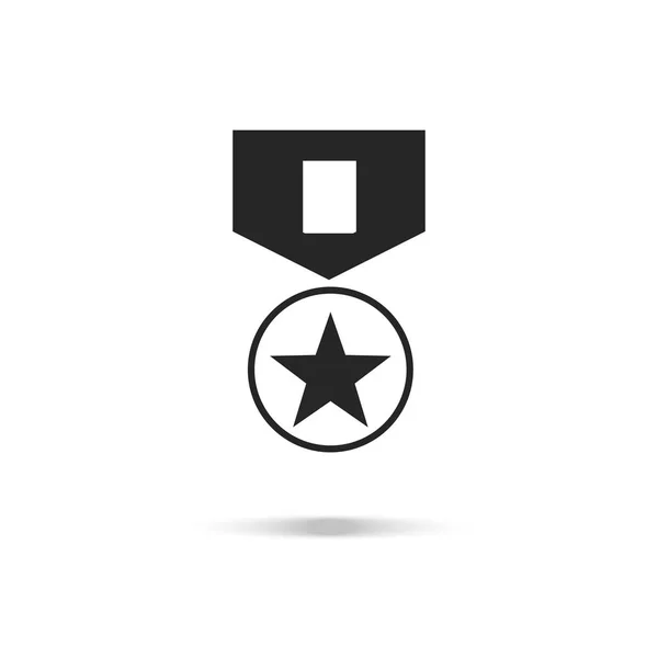 Icono de medalla militar. Medalla con estrella y cinta — Vector de stock