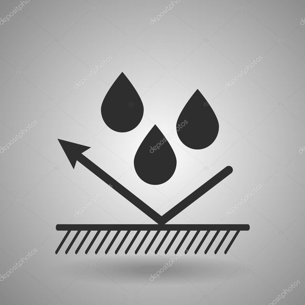 Hydrophobic material icon . Droplets and arrow sign