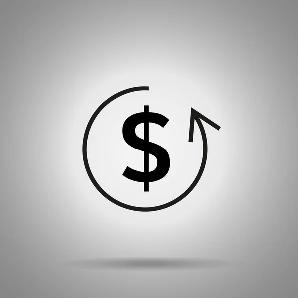 Ikon pengembalian dana. Simbol dolar dan panah lingkaran - Stok Vektor