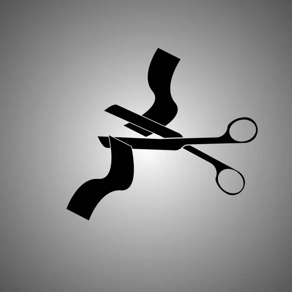 Scissors cut ribbon icon. Scissors and ribbon vector illustration — Stock Vector