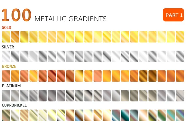 Honderd metalen verlopen. Goud — Stockvector