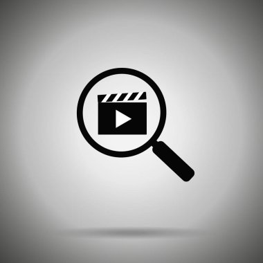 Arama film simgesi. Büyüteç'i ve film bel soğukluğu kurulu 