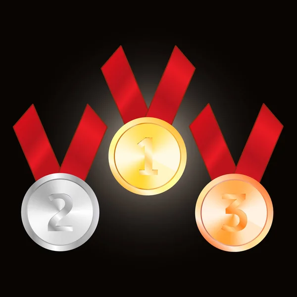 Bronzemedaille Silbermedaille und — Stockvektor