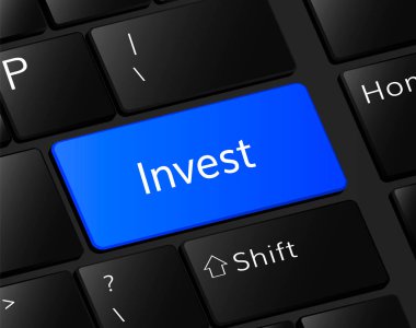Klavye butonuna yatırım. Kavram yatırım. Ticaret illüstrasyon  