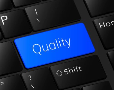 Klavye üstünde kalite düğme. Kalite anlayışı. Kalite illüstrasyon  