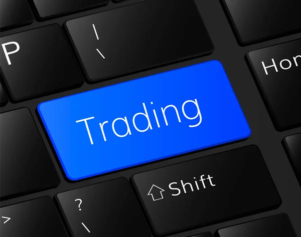 Handel-knappen på tangentbordet. Trading koncept. Handel illustration — Stock vektor