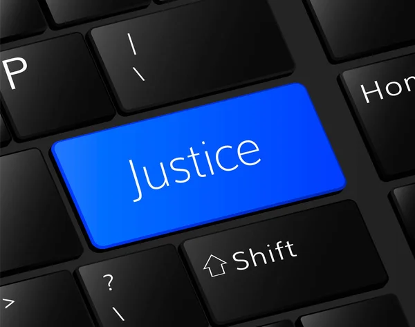 Δικαιοσύνης κουμπί στο πληκτρολόγιο. έννοια της δικαιοσύνης. Εικονογράφηση της δικαιοσύνης — Διανυσματικό Αρχείο