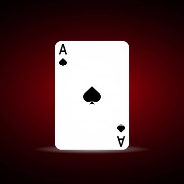 Koyu arka plan üzerinde maça as. Gerçekçi maça poker sembolü 