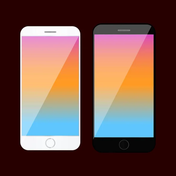 Smartphone mockup with colored screen . Realistic cellphone — Stock Vector