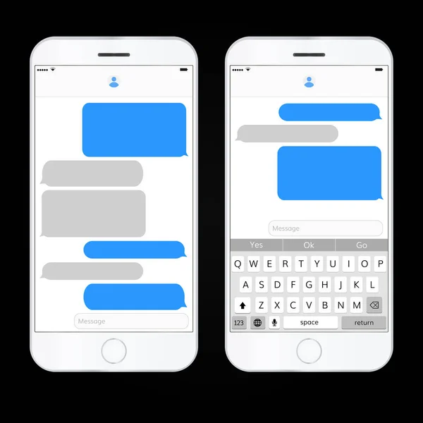 Realistické mobilní telefon s rozhraní zasílání zpráv. Prostor pro text a dialogové okno — Stockový vektor