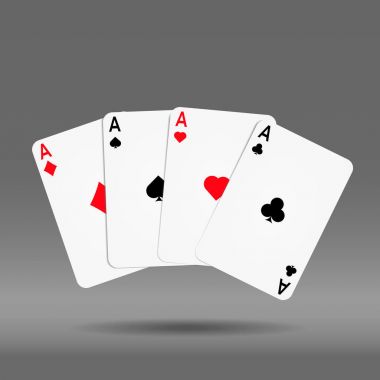 Kartları elmas spade kalp ve kulüp Ace Poker eli 
