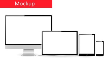 Duyarlı tasarım şablonu bilgisayar laptop tablet ve kuyrukta smartphone 