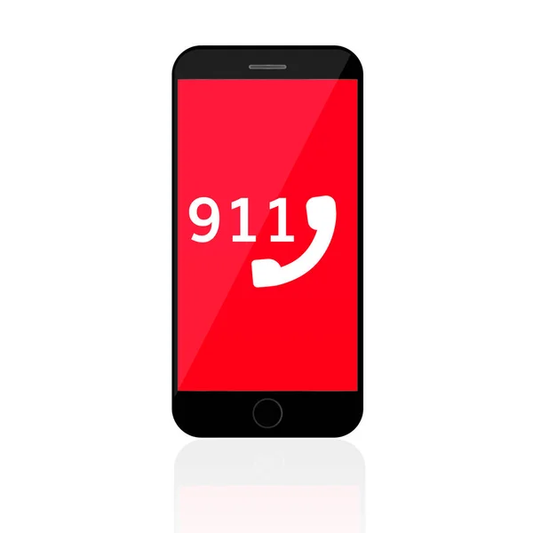 911 Panggilan Darurat Nomor telepon seluler konsep polisi panggilan - Stok Vektor
