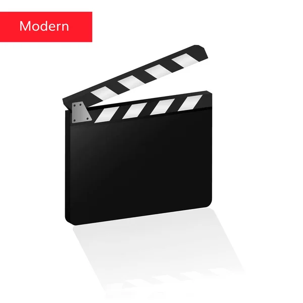 Clapper board 3d realista vetor clack mesa — Vetor de Stock