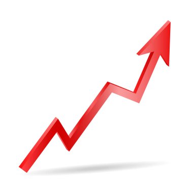3D kırmızı ok parlak ok sembolü risk kaydolun büyümek 