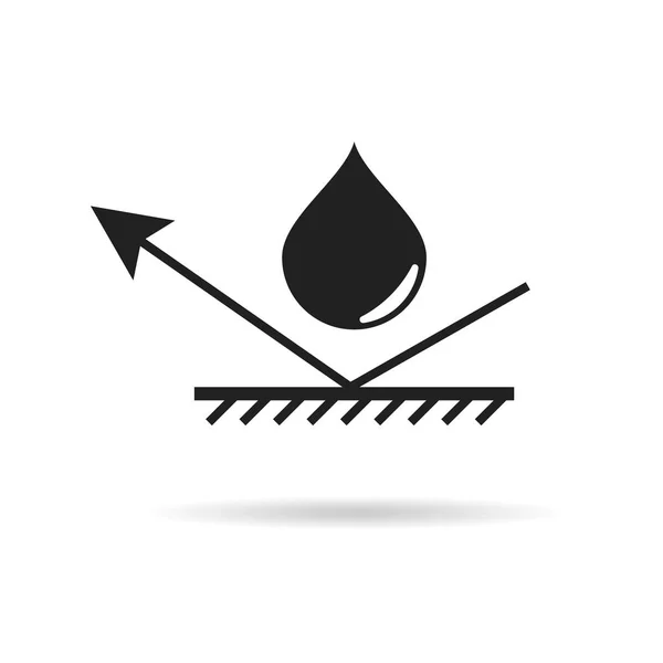 Waterdicht materiaal pictogram water druppel symbool bescherming en pijl — Stockvector
