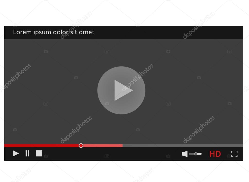 Video player frame Video player template  interface for web site