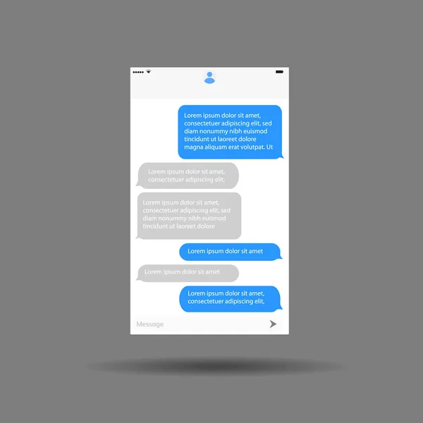 Interfaccia di messaggistica mobile applicazione chat design vettoriale — Vettoriale Stock