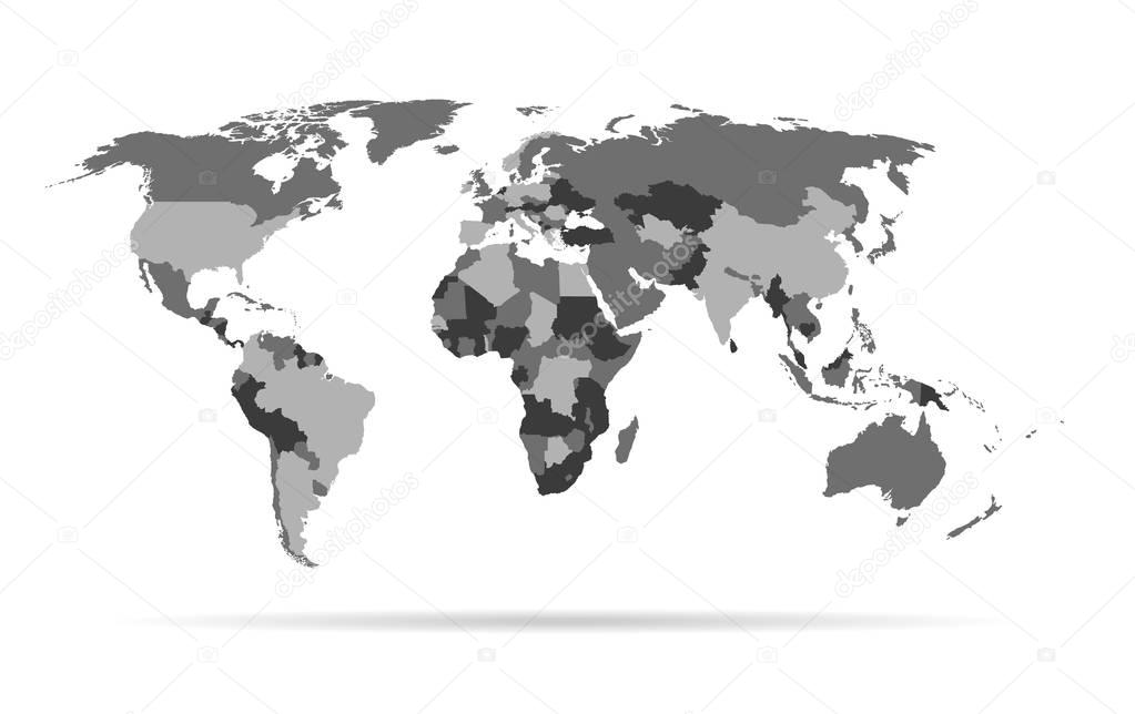 Infographic template world map with isolated countries high detailed vector mockup 
