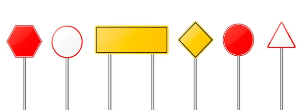 Señales de tráfico vector rojo y amarillo banderas vacías — Vector de stock