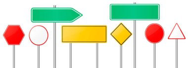 Yol işaretleri kırmızı ve sarı boş afiş vektör 